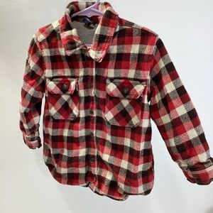 Gap Plaid Kids Flannel Shirt Jersey Gray Lined Toddler Button Front Jacket